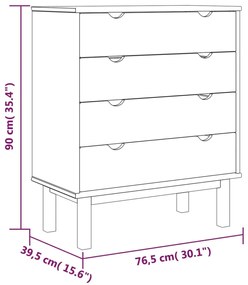 vidaXL Συρταριέρα OTTA Γκρι 76,5 x 39,5 x 90 εκ. από Μασίφ Ξύλο Πεύκου
