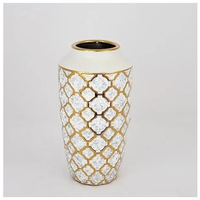 Βάζο Κεραμικό Λευκό &amp; Χρυσό 13x13x25cm 752-20073 Estheti-752-20073-Λευκό-Χρυσό 752-20073