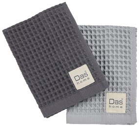 Ποτηρόπανα Πικέ (Σετ 2τμχ) Das Home Kitchen 0801 Grey