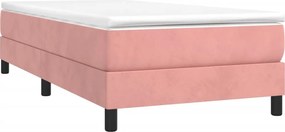 vidaXL Κρεβάτι Boxspring με Στρώμα Ροζ 80 x 200 εκ. Βελούδινο