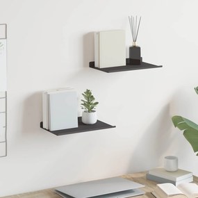vidaXL Πλωτό ράφι 2 τμχ. Μαύρο 30 x 18 x 2,5 cm Ατσάλι