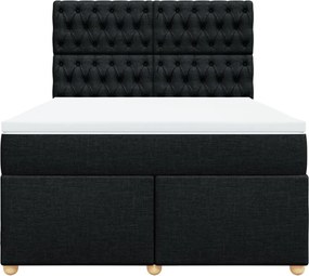vidaXL Κρεβάτι Boxspring με Στρώμα Μαύρο 140x200 εκ. Υφασμάτινο
