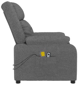 vidaXL Πολυθρόνα Μασάζ Ηλεκτρική Σκούρο Γκρι Υφασμάτινη