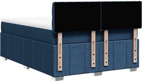 vidaXL Κρεβάτι Boxspring με Στρώμα Μπλε 140x190 εκ. Υφασμάτινο