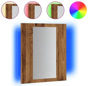 Έπιπλο Καθρέφτη Μπάνιου LED Παλαιό Ξύλο 40x12x45 εκ. Επεξ. Ξύλο - Καφέ