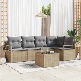 vidaXL Σετ Καναπέ Κήπου 6 pcs Μπεζ Πολυ ράταν
