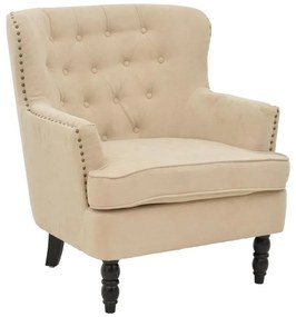 Πολυθρόνα Keisi μπεζ ύφασμα-πόδι rubberwood σε μαύρη απόχρωση 81.5x84x92.5εκ 81.5x84x92.5 εκ.