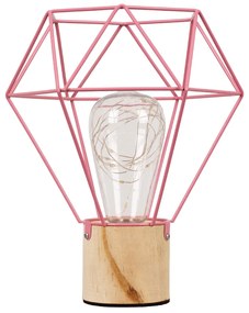 GloboStar® ANTLER 01442 Μοντέρνο Επιτραπέζιο Φωτιστικό Γραφείου LED USB DC 5V Μονόφωτο Μεταλλικό Ροζ με Ξύλινη Βάση Θερμό Λευκό 3000K Φ19 x Μ19 x Π19 x Υ23cm