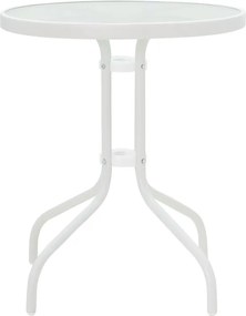 Τραπέζι Watson pakoworld μέταλλο λευκό-γυαλί Φ60x70εκ