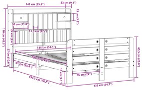 ΚΡΕΒΑΤΙ ΒΙΒΛΙΟΘΗΚΗ ΧΩΡΙΣ ΣΤΡΩΜΑ 135X190 ΕΚ ΜΑΣΙΦ ΞΥΛΟ ΠΕΥΚΟΥ 3309986