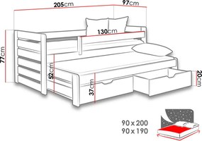 Κρεβάτι παιδικό Tomasz II-Anthraki - 205.00Χ97.00Χ77.00cm