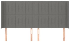 Κεφαλάρι με Πτερύγια Σκούρο Γκρι 183x16x118/128 εκ. Υφασμάτινο 3119833