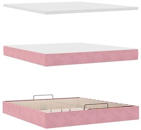 Οθωμανικό κρεβάτι με στρώμα ροζ 160x200cm Βελούδο 3311788