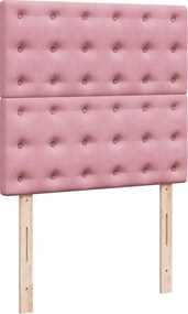 vidaXL Κρεβάτι Boxspring με Στρώμα Ροζ 90x200 εκ. Βελούδινο