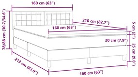 Κρεβάτι Boxspring με Στρώμα Μαύρο 160x210 εκ. Βελούδινο - Μαύρο