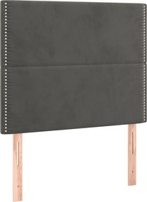 vidaXL Κρεβάτι Boxspring με Στρώμα Σκούρο Γκρι 90x200 εκ. Βελούδινο
