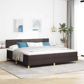 VidaXL LED Κρεβάτι με βάθρο Σκούρο Καφέ 200 x 200 cm ύφασμα
