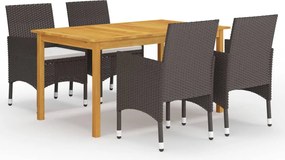 vidaXL Σετ Τραπεζαρίας Κήπου 5 Τεμαχίων Καφέ