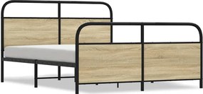 vidaXL Σκελετός Κρεβ. Χωρίς Στρώμα Sonoma Δρυς 150x200 εκ. Μεταλλικό