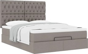 vidaXL Οθωμανικό κρεβάτι με στρώμα Taupe 140x200cm ύφασμα