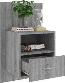 vidaXL Κομοδίνο Επιτοίχιο Γκρι Sonoma