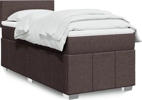 vidaXL Κρεβάτι Boxspring με Στρώμα Σκούρο Καφέ 100x200 εκ. Υφασμάτινο