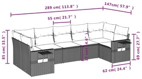 vidaXL Σαλόνι Κήπου Σετ 7 Τεμαχίων Γκρι Συνθετικό Ρατάν με Μαξιλάρια