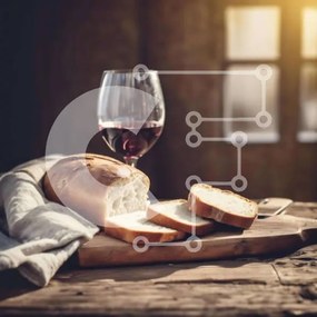 Σετ των 2 Intra Συλλεκτικό Ξύλινο Παζλ Plywood 4mm - Ποτήρι κόκκινο κρασί και φέτες ψωμί Σε Ξύλινο Κουτί - Διαστάσεις: 10x10 cm – 25 κομμάτια