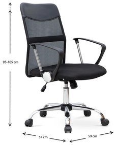 Καρέκλα γραφείου Franco Megapap με ύφασμα Mesh χρώμα μαύρο 59x57x95/105εκ. - Ύφασμα - GP040-0002,1