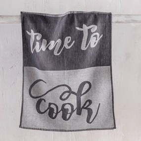 Πετσέτα Κουζίνας Time To Cook Grey Ρυθμός 50x70cm 100% Βαμβάκι