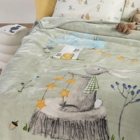Κουβέρτα Παιδική Woodland Party Pistachio Nef-Nef Homeware Μονό 160x220cm Πολυέστερ