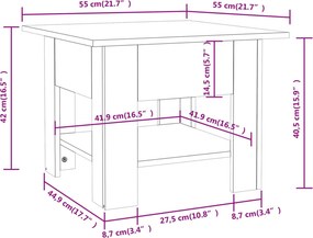 vidaXL Τραπεζάκι Σαλονιού Λευκό 55x55x42 εκ. Επεξεργ. Ξύλο