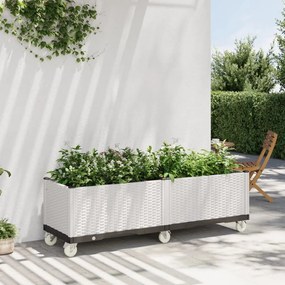 Ζαρντινιέρα Κήπου με Ροδάκια Λευκό 160x50x54 εκ. Πολυπροπυλένιο - Λευκό