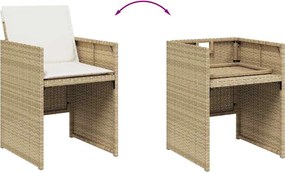 vidaXL Σετ Τραπεζαρίας Κήπου 13 τεμ. Μπεζ Συνθ. Ρατάν με Μαξιλάρια