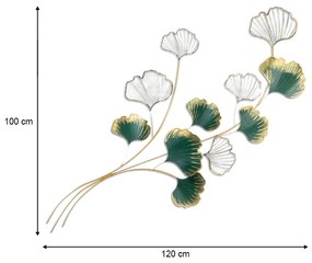Διακοσμητικό τοίχου Flower Megapap μεταλλικό χρώμα χρυσό - πράσινο 120x100εκ.