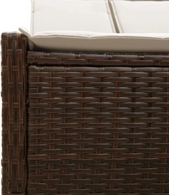 vidaXL Ξαπλώστρα Διπλή Καφέ από Συνθετικό Ρατάν με Μαξιλάρια