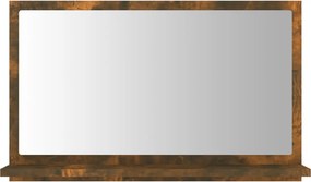 vidaXL Καθρέφτης Μπάνιου Καπνιστή Δρυς 60x10,5x37 εκ. Επεξεργ. Ξύλο