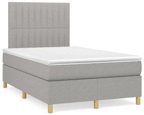 VidaXL Κρεβάτι Boxspring με Στρώμα & LED Αν.Γκρι 120x190εκ. Υφασμάτινο