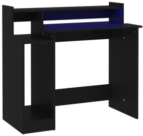 vidaXL Γραφείο με LED Μαύρο 97 x 45 x 90 εκ. από Επεξεργασμένο Ξύλο