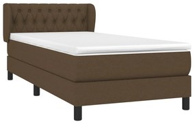 Κρεβάτι Boxspring με Στρώμα Σκούρο Καφέ 90x190 εκ. Υφασμάτινο - Καφέ