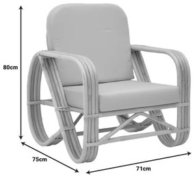 Πολυθρόνα Relmine rattan pe σε φυσική απόχρωση με μπεζ μαξιλάρι 71x75x80εκ 71x80x75 εκ.