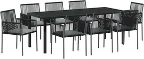 vidaXL Σέτ φαγητού για κήπο 9 pcs Μαύρο Ράτα PE