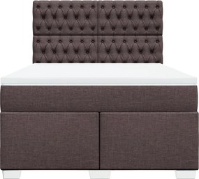vidaXL Κρεβάτι Boxspring με Στρώμα Σκούρο Καφέ 140x190 εκ. Υφασμάτινο
