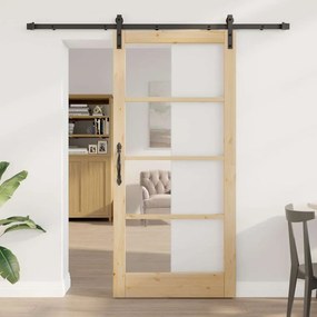 vidaXL Συρόμενη Πόρτα ORKDAL Φυσικό και Μαύρο 93 x 202 cm