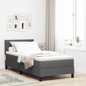 vidaXL Κρεβάτι με Βάση και Στρώμα Σκοτεινό Γκρι 90x190 εκ. Ύφασμα