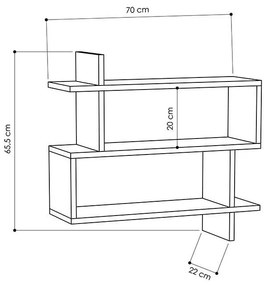 Ραφιέρα Paralel χρώμα λευκό 70x22x65,5εκ 70x22x65.5 εκ.