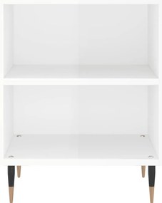 vidaXL Κομοδίνα 2 τεμ. Γυαλ. Λευκά 40x30x50 εκ. από Επεξεργασμένο Ξύλο