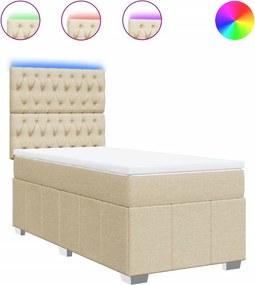 vidaXL Κρεβάτι Boxspring με Στρώμα Κρεμ 90x190 εκ.Υφασμάτινο
