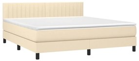 vidaXL Κρεβάτι Boxspring με Στρώμα Κρεμ 180x200 εκ. Υφασμάτινο