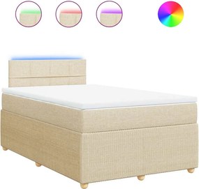 vidaXL Κρεβάτι Boxspring με Στρώμα Κρεμ 120x200 εκ. Υφασμάτινο